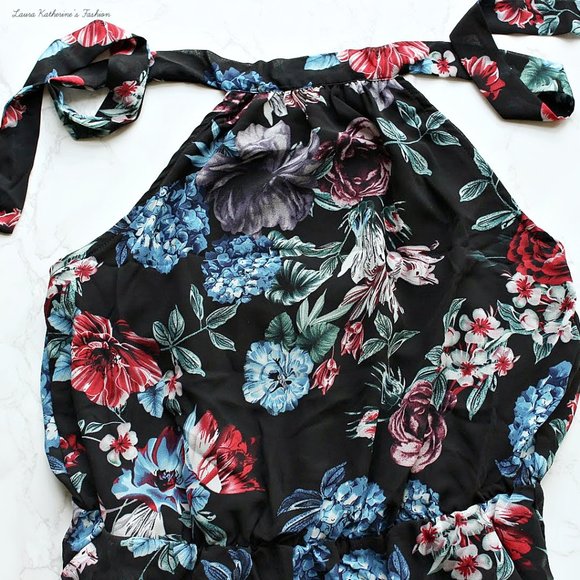 ⚡️Only 1 Left ⚡️Floral Print Halter Romper - Picture 5 of 8